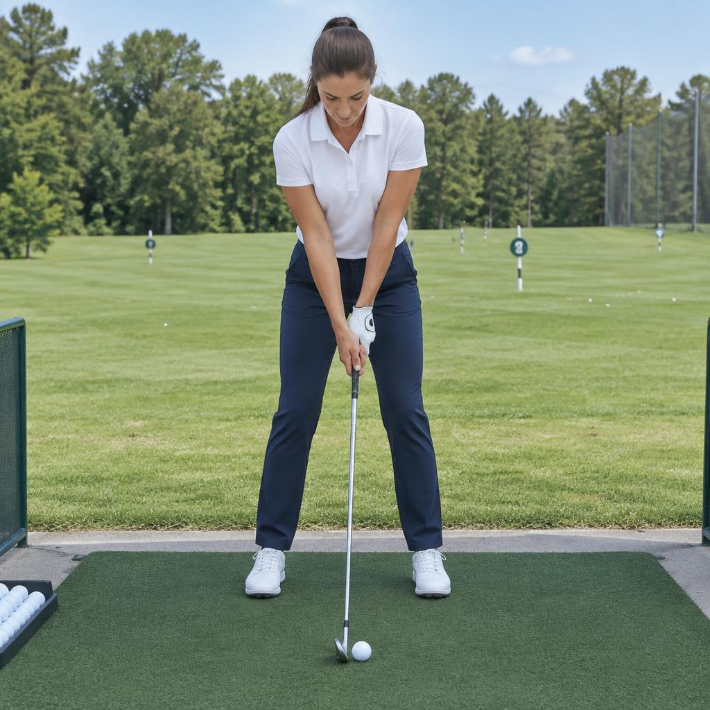 Illustrative golf lesson setup photo in Maya's sample recap